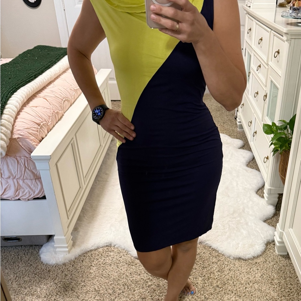 Lucy & Laurel Yellow and Blue One Shoulder Bodycon Dress